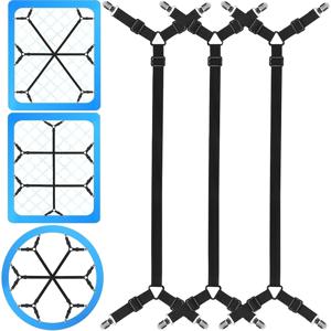 TEMU 3개 세트 침대 시트 홀더 스트랩, 12가지 조절 가능한 크리스크로스 침대 시트 클립, 트윈 퀸 킹 매트리스용 탄성 밴드 서스펜더, 침대 시트 고정용