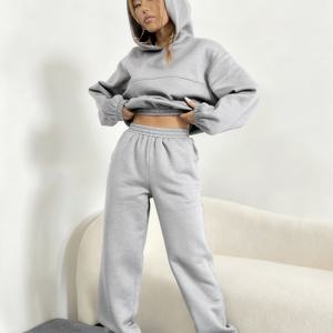 TEMU 스타일리시한 플리스 안감 후드티와 드로스트링 허리 포켓 스웨트팬츠 세트