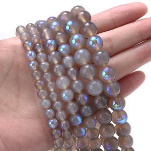 TEMU 보석 만들기용 그레이 문스톤 비즈, 둥근 여유로운 스페이서 돌, 다양한 크기 6mm/8mm/10mm, DIY 팔찌 목걸이 공예 용품