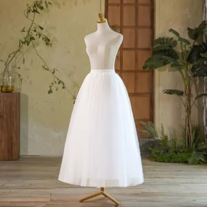 TEMU 1pc 우아한 웨딩 스타일 브라이덜 풀렝스 튤 페티코트 - 연회, 결혼식, 파티, 일상복을 위한 로맨틱한 다층 플러피 스커트 - 100% 폴리에스터, 손세척만 가능