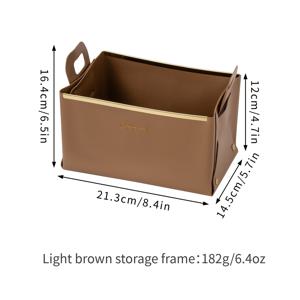 TEMU 1 인조 가죽 수납 바구니 - 현관, 거실 키 정리함, 홈 데스크탑 정리함, 욕실 스토리지 박스, 침실 화장품 및 보관함, 다기능 창의적 우아한 경량 접이식 금속 인조 가죽 마스크 보관 바구니 (손잡이 포함)