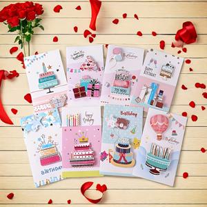 TEMU 8개 고급 3D 인사말 카드 세트 - 생일, 어머니의 날, 아버지의 날, 크리스마스, 추수감사절을 위한 생동감 넘치는 디자인과 진심 어린 메시지, 쉬운 선물용 봉투 포함