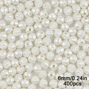 TEMU 400-200개 10/6mm 화이트 아이리드스런 로즈 아크릴 스페이서 비즈, 팔찌, 목걸이, 귀걸이, 폰 장식, DIY 창의적인 장식 액세서리 제작을 위한 패션 보석 만들기 펜던트