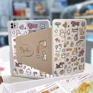 TEMU 아이패드용 360도 귀여운 애완동물 패턴 케이스 - 자동 절전/깨우기 기능 아크릴 보호 커버 (아이패드 에어 9.7인치, 프로 10.5인치, 아이패드 에어 5세대 10.9인치, 프로 11인치) - 강아지와 고양이 디자인, 내구성과 스타일리시한 아이패드 에어 케이스