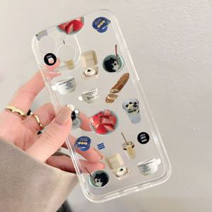 TEMU 커피 디저트 패턴 UV 프린팅 폰 커버, 아이폰 11 12 13 14 프로 맥스 15 16 XR X/ XS 7 8 플러스 SE 미니용 360도 완전 보호, 스마트폰 최고의 선물 생일 선물 소년 & 소녀