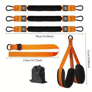 TEMU 무거운 짐을 잡아당기는 데 도움이 되는 밴드, 오렌지색, 라텍스, 끊어지지 않음, 조절 가능한 무게/크기, 패브릭 발/무릎 받침대, 특허 받음, 근력 운동용