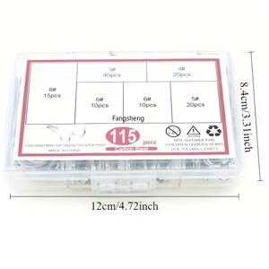 TEMU 115개 중량 강철 스크루 아이 호크 세트 - 볼트 설치, 5 사이즈, 갈라니즈드 우드 핏, 사진 프레임 및 휴일 장식에 적합, 설치가 쉬운 산업용 하드웨어 키트