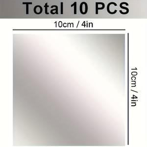TEMU 미니 사이즈 아크릴 사각 거울 접착식 작은 사각 미러 공예용 타일 10개 세트, 공예 및 홈 데코용 적합한 소형 거울(10 x 10cm)