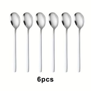 TEMU 6개/12개입, 스타일리시한 한국 스타일 스푼, 스테인리스 스틸 가정용 스푼, 한국 비빔밥 스푼, 디저트 스푼, 수프 스푼, 스푼, 믹싱 스푼, 시리얼, 차, 밥에 적합, 레스토랑, 호텔 및 가정에 이상적