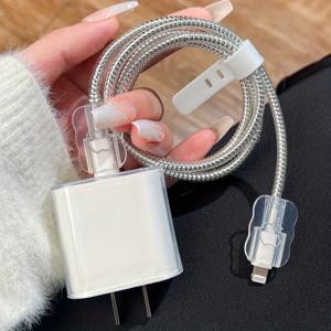 TEMU 아이폰 15/14/13/12/11 및 20W 고속 충전용 5개입 호환 아이폰 충전기 보호 커버 - 투명 데이터 케이블 보호기, 파손 방지 포트, 랩 어라운드 충전기 보호기 (전자 부품 없음/호환 가능)