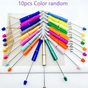 TEMU 10개 10개 창의적인 수제 비즈 펜 DIY 비즈 멀티 컬러 회전 라운드 볼펜 할로윈 개학 시즌 학교 용품 교육 학생 문구