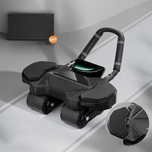 TEMU 2025년 새로운 자동 압력 롤러, 조절 가능한 팔꿈치 지원 - 업그레이드된 네바퀴 코어 운동 장치, 내구성 있는 PP 소재, 가정용 체육관 피트니스, 코어 트레이닝 장비에 이상적 | 세련된 블랙 파이니시 | 내구성 있는 PP 구조