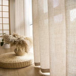 TEMU 2pcs 일본 영감을 받은 베이지 시어 커튼 - 로드 포켓 디자인, 조명 필터링, 내구성 있는 폴리에스테르, 거실이나 침실 장식에 이상적, 모든 계절 사용, 거실 커튼