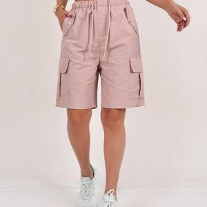 TEMU 여성용 아메리칸 스타일 카고 반바지, 다중 포켓, 루즈핏, 캐주얼 반바지, 레그 와이드 레그 미드 레인지 바지, 세탁기 사용 가능 및 속건성.