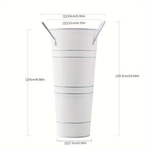 TEMU 1개 9인치 갈바나이즈드 메탈 빈티지 러스틱 화병 - 화이트 에이지드 핑크 기하학 패턴 원통형 장식용 화병, 팜하우스 테이블 데코, 웨딩 센터피스 & 실내/야외 식물용, 스타일, 디스트레스드 마감