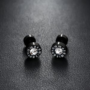 TEMU 진웨이 남성용 로마 숫자 스터드 귀걸이 - 모던 블랙 304 스테인리스 스틸 주얼리, 일상 및 파티 착용용, 발렌타인데이/아버지의 날 선물, 사계절 내내 활용 가능한 액세서리
