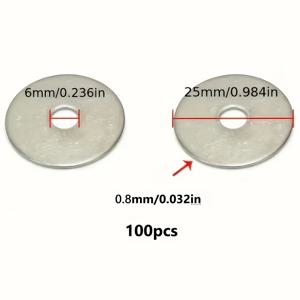 TEMU 100개 M6 두꺼운 갈바니 플랫 워셔,螺박 및 볼트를 위한, 느슨해지는 것을 방지, 공장 유지보수, 주방 매장 및 야외에 적합, M6mm*25mm*0.8mm