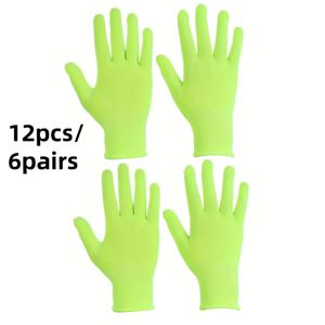 TEMU 6쌍 발광 야광 장갑 - 네온 그린 야광 스틱 손, 야간 파티, 콘서트, 페스티벌, 역할극 및 댄스용 - 활성화 안전 장비 (대량 패키지)
