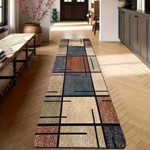 TEMU 1pc 기하학적 패턴 에어 매트 - 실내/실외 사용을 위한 부드러운, 내구성이 뛰어난 폴리에스터 니트 매트, 거실, 침실, 주방, 발코니에 완벽한, 기계 세척 가능, 직사각형 모양, 거실용 러그|발매트