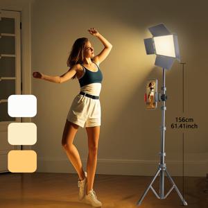 TEMU ZOMEI 10인치 패널 필 라이트 (휴대용 조절식 삼각대 포함) - 57인치 높이, 휴대폰 홀더, USB 전원, 라이브 스트리밍, 셀카, 게임용 LED 조명