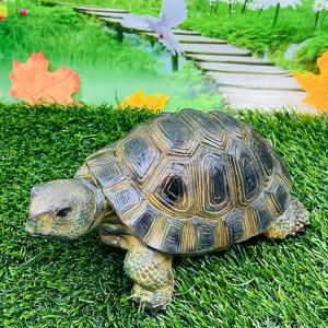 TEMU 1pc 현실적인 레진 거북이 정원 장식 - 풍성한 녹색 잔디 및 꽃 배경, 실내/실외 인공 파충류 조각품, 가정, 사무실, 또는 휴일 장식용 거북이 장식