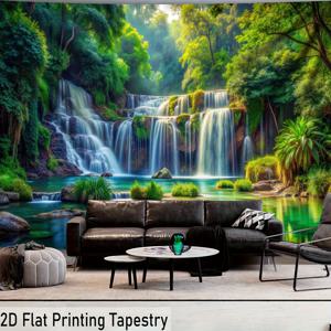 TEMU 2D 평면 프린팅 초대형 물결 숲 햇살 아트 태피스트리 생일 선물, 거실 침실 사무실 호스텔 장식용 무료 걸이 클립 포함