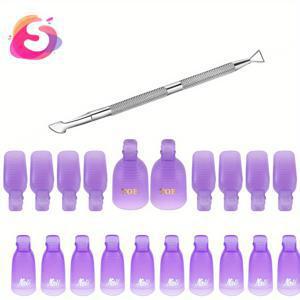 TEMU 겔 네일 폴리시 리무버 클립 키트, 더블 엔드 메탈 커틀러 푸셔, 플라스틱 리스포스블리 핑거 및 발가락 네일 클립, 아크릴 네일 아트 겔 폴리시 소크 오프 캡 클립 - 네일 용품, 네일 기술 필수품, 네일 살롱 용품