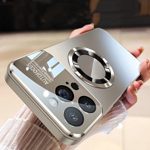 TEMU 새로운 티타늄 금속으로 제작된 고급 매트 폰 케이스, 아이폰 모델 16, 15, 14, 13, 12, 및 11 프로 맥스 플러스와 호환 가능하며, 자기식 무선 충전 기능과 카메라 렌즈를 위한 충격 방지 보호 기능을 제공합니다.