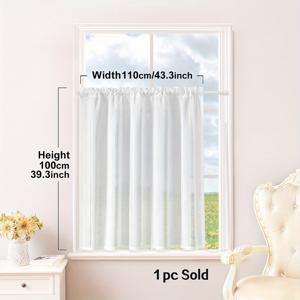 TEMU 1pc 화이트 시어 컷아웃 커튼, 일본식 목가 스타일 폴리에스터 패널, 레이스 디테일링, 거실, 침실, 주방 및 문구 장식용 조절 가능한 로드 포켓 디자인, 사생활 강화 커튼|레이스 디테일 커튼|야드 염색 직물