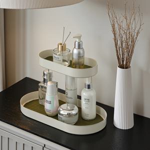 TEMU 1개 노르딕 스타일 더블 레이어 철제 화장품 정리대, 블랙 & 화이트 옵션, /쥬얼리 보관용, 침실 드레서나 거실 커피 테이블 공간 절약 및 홈 데코 강화에 이상적|화장대