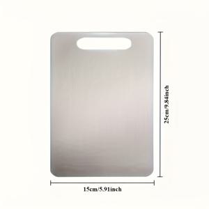 TEMU 1개 고품질 스테인리스 스틸 주방 도마 | 양면, 미끄럼 방지, 세척 용이, 야채, 과일, 고기 조리에 적합, 내구성 좋은 절단 표면, 모던 주방 액세서리