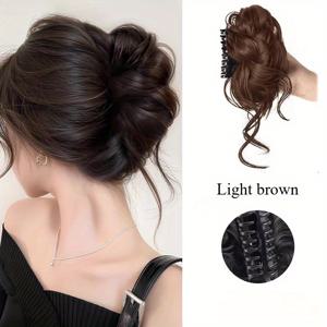 TEMU 우아한 롱 헤어 가발 - 번 번 & 루즈 스트랜드, 볼륨 & 길이 데일리 웨어, 데이트, 웨딩용 - 롱 비어드 플라워 버드 브로큰 헤어 볼 헤드피스, 모든 라이트 베이지 톤 & 헤어 타입에 적합한 헤어피스, 볼륨 & 길이 추가 가발