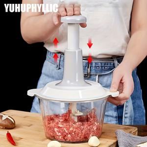 TEMU YUHUPHYLLIC 프레스 스타일 푸드 프로세서, 고기 분쇄기 및 야채 다지기, 다기능 수동 푸드 프로세서, 음식용 충전재 믹서, 스테인리스 스틸 야채 다지기, 마늘 분쇄기 및 고기 분쇄기, 주방 도구, 세척 용이.