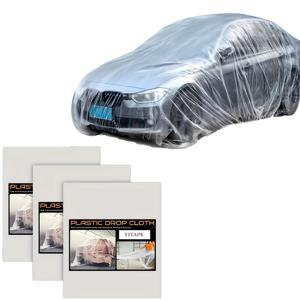 TEMU 플라스틱 먼지 덮개 3개 팩, 방수 및 방진, 사용하기 쉬운 일회용 방수 시트, 페인팅 및 야외 보호용 투명 천, 덮개 및 가구에 적합.