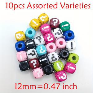 TEMU 10개 12mm 사각 아크릴 비즈, 컬러풀한 물음표 & 느낌표 디자인 - 공예용 비즈, 키체인 및 DIY 액세서리 제작용, 주얼리 만들기용 아크릴 비즈