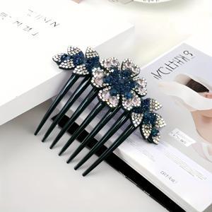 TEMU 우아한 라인스톤 헤어 클립 - 반짝이는 장식이 있는 대형 7개 이빨 빗, 업두, 번 & 사이드 스타일링용 안전 고정, 일상 및 특별한 날을 위한 여성용 헤어 액세서리, 완벽한 선물, 헤어 스타일리스트를 위한 선물, 세련된 디자인, 정교한 공예