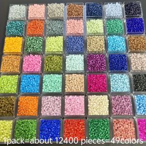 TEMU 12400구리 49색 유리 구슬 세트, 각 색상 개별 포장, 직경 2.5mm, 주얼리, 팔찌, 목걸이, 귀걸이 및 수제 비즈 공예, 주얼리 제작 용품에 적합