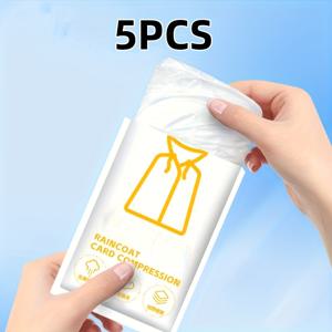 TEMU 5pcs 일회용 플라스틱 우산 - 야외 라프팅 및 여행용 방수, 휴대용 압축 카드, 성인, 여성 및 남성을 위한 적합한 제품, 개별 포장 (패키지 고정되지 않음), 야외 장비 | 휴대용 우산 | 내구성 있는 플라스틱