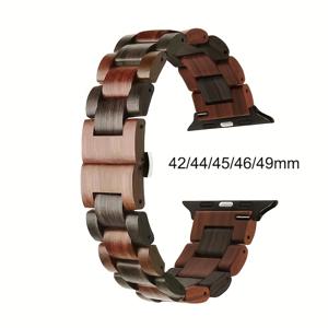 TEMU 블랙 월넛 우드 시계 스트랩, 스타일리시하고 내구성이 뛰어남, Apple Watch용 경량 및 편안함, 스마트워치에 적합, 스마트워치 액세서리, 스마트워치 스트랩