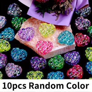 TEMU 10pcs 랜덤 컬러 AB 컬러 패이스 딸기 하트 모양 비즈 자유 스페이서 비즈 보석 만들기 DIY 헤어 액세서리 고무 밴드 팔찌 폰 키체인 체인 비즈 펜 가방 의류 보석 액세서리 장식 DIY 열광자 및 공예가에게 완벽한 보석 만들기 및 액세서리