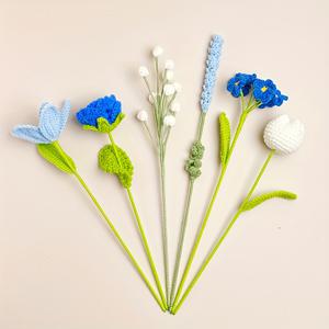 TEMU 수제 크로셰 튤립 포겟미낫 라벤더 장미 인공 꽃다발 - 데이 홈 데코, 거실 테이블탑 장식용 멀티컬러 블루 핑크 화이트 옐로우 리얼리스틱 질감의 천연 플라워, 유지보수가 필요 없는 크로셰 꽃다발, 자연스러운 외관, 수작업 우아함, 계절 장식, 고급스러운 꽃꽂이, 내구성 있는 직물 꽃, 선물 쇼퍼