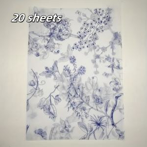 TEMU 20/60장 QOQI 블루 라일락 꽃무늬 티슈 페이퍼 - 20x14인치 얇은 선물 포장용지, 방습 의류 보호, 생일, 발렌타인데이, 크리스마스 선물에 적합한 섬세한 물품 보호용, 우아한 패키징, 캔들왁스 코팅