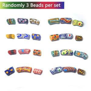 TEMU 3pcs 아프리카 페인팅 유리 비즈, 가나 부족의 튜브 비즈, DIY 팔찌, 목걸이, 휴대폰 체인, 액세서리 등에 적합, 3pcs 랜덤으로 배송됩니다.
