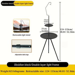 TEMU 휴대용 접이식 야외 테이블, 램프 홀더가 있는 금속 삼각대 안정적인 디자인, 캠핑, 바베큐, 피크닉, 수영장, 정원 및 해변용 이중층 컴팩트 접이식 커피 테이블 - 내구성 있는 긁힘 방지 표면, 외부 테이블, 피크닉 필수품, 세련된 캐주얼 스타일, 강화된 다리