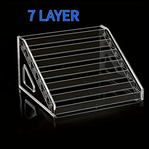 TEMU 1개 투명 플라스틱 데스크탑 정리함 - 쌓을 수 있는 다층 아크릴 디스플레이 스탠드, 걸이 선반 및 오픈 레이어 포함, 핀, 배지, 미니 피규어, 카드, 스티커용 - 헤비듀티 보관 용기, 사무실, 수집품, 랙용