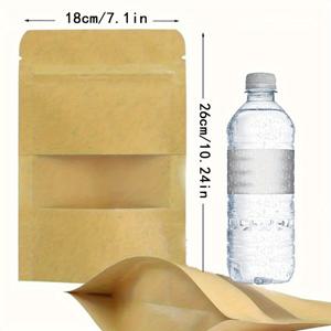 TEMU 51개 브라운 크래프트 종이 가방, 창문이 있는 재사용 가능한 자체 밀봉 보관 가방, 선물 포장용 투명 창문 포장 가방, 파티, 데이, 결혼식, 생일 파티, 그리고 축하에 적합한 디스플레이용.