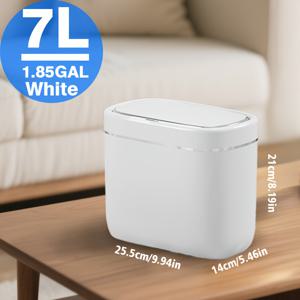 TEMU 스마트 터치리스 - 뚜껑 포함, 무접촉 작동, 냄새 차단 뚜껑, 내구성 플라스틱 , 주방 및 욕실용, 배터리 미포함 (AA 배터리 별도) - 7L/1.85GAL & 9L/2.38GAL, 화이트/블랙 모델|쓰레기통