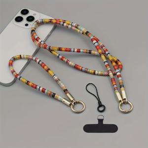 TEMU 고급 벨벳 폰 랜야드 - 분리형 긴 & 짧은 끈 (37.4인치 + 11.8인치) 골든톤 클립, 크로스바디 스트랩, 목걸이 스트랩, 손목 스트랩 및 가방 코드 포함 스마트폰용