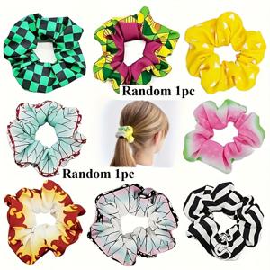 TEMU 빈티지 귀여운 할로윈 헤어밴드 - 패턴의 천 헤어밴드 - 휴일 헤어스타일용 부드러운 탄성 밴드