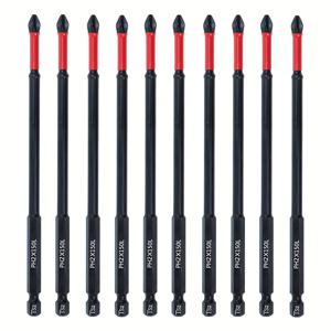 TEMU 10개 십자 드라이버 PH2 자석 미끄럼 방지 스크루드라이버 비트 세트 6인치 긴 TS2 미끄럼 방지 긴 비트 임팩트 드라이버 비트